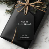 Vrolijk kerstfeest gepersonaliseerd zwart | Aangep Cadeaulabel