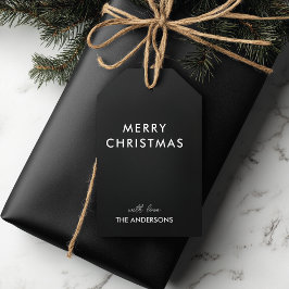 Vrolijk kerstfeest gepersonaliseerd zwart | Aangep Cadeaulabel