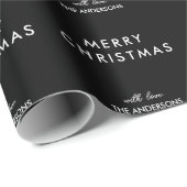 Vrolijk kerstfeest gepersonaliseerd zwart | Aangep Cadeaupapier (Rol Hoek)