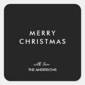 Vrolijk kerstfeest gepersonaliseerd zwart | Aangep Vierkante Sticker (Voorkant)