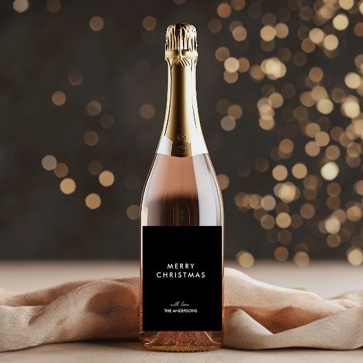Vrolijk kerstfeest gepersonaliseerd zwart | Aangep Wijn Etiket
