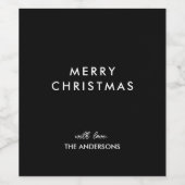 Vrolijk kerstfeest gepersonaliseerd zwart | Aangep Wijn Etiket (Enkel label)