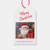 Vrolijk Kerstfeest Gepersonaliseerde Kattenfoto Va Cadeaulabel (Voorkant)