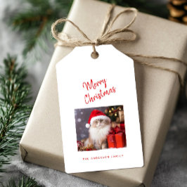 Vrolijk Kerstfeest Gepersonaliseerde Kattenfoto Va Cadeaulabel