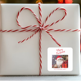 Vrolijk Kerstfeest Gepersonaliseerde Kattenfoto Va Vierkante Sticker