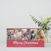 Vrolijk Kerstfeest Gepersonaliseerde Multi Photo H Feestdagenkaart (Staand voorkant)