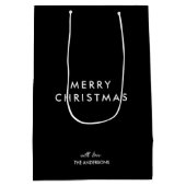 Vrolijk Kerstfeest Gepersonaliseerde Naam Zwart Medium Cadeauzakje (Achterkant)