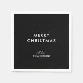 Vrolijk Kerstfeest Gepersonaliseerde Naam Zwart Servet (Voorkant)