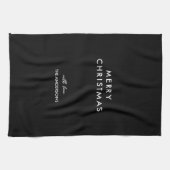 Vrolijk Kerstfeest Gepersonaliseerde Naam Zwart Theedoek (Horizontaal)