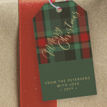 Vrolijk kerstfeest geplakt rood groen goud script