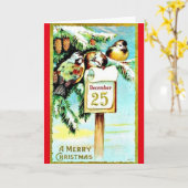 Vrolijk kerstfeest gerestaureerd  Wenskaart Kaart (Gele Bloem)