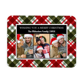 Vrolijk Kerstfeest geruite Tartan foto collage Magneet