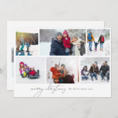 vrolijk kerstfeest geschreven elegante 6 Photo Col Feestdagenkaart (Voorkant / Achterkant)