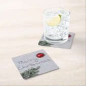 Vrolijk kerstfeest geschreven in de sneeuw kartonnen onderzetters (Insitu)