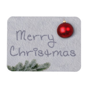 Vrolijk kerstfeest geschreven in de sneeuw magneet