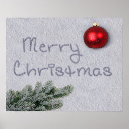 Vrolijk kerstfeest geschreven in de sneeuw poster