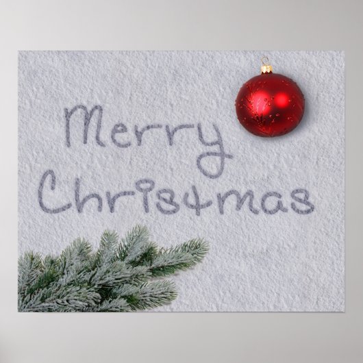 Vrolijk kerstfeest geschreven in de sneeuw poster (Voorkant)