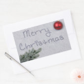 Vrolijk kerstfeest geschreven in de sneeuw rechthoekige sticker (Envelop)