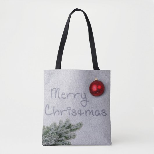 Vrolijk kerstfeest geschreven in de sneeuw tote bag (Voorkant)