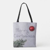 Vrolijk kerstfeest geschreven in de sneeuw tote bag (Achterkant)