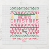 Vrolijk kerstfeest, gestikte stijl bier etiket (Enkel label)