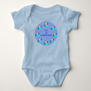 Vrolijk kerstfeest Gevist Penguin Custom Romper