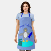 Vrolijk kerstfeest Gevist Penguin Custom Schort (Gedragen)