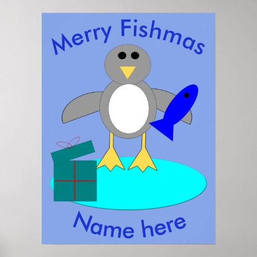 Vrolijk kerstfeest Gevist Poster Penguin (Voorkant)