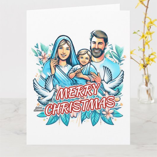 Vrolijk kerstfeest gevouwen kaart (Gele Bloem)