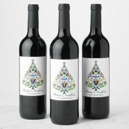 Vrolijk kerstfeest - geweldige Kashubische kerstbo Wijn Etiket