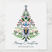 Vrolijk kerstfeest - geweldige Kashubische kerstbo Wijn Etiket (Enkel label)