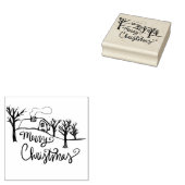 Vrolijk Kerstfeest Gezellig Cottage Winter Rubberstempel (Gestempeld)