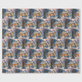 Vrolijk kerstfeest Gezellig huisje in het bos Cadeaupapier (Vlak)