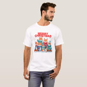 "Vrolijk Kerstfeest Gezellige Fox Familie" T-shirt (Voorkant volledig)