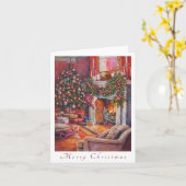 Vrolijk Kerstfeest Gezellige Thuisscène Kaart (Gele Bloem)