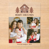 Vrolijk Kerstfeest Gingerbread House Fotocollage Acryl Uitnodigingen (Voorkant)