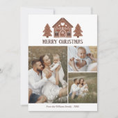 Vrolijk Kerstfeest Gingerbread House Fotocollage Feestdagenkaart (Voorkant)