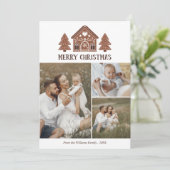 Vrolijk Kerstfeest Gingerbread House Fotocollage Feestdagenkaart (Staand voorkant)