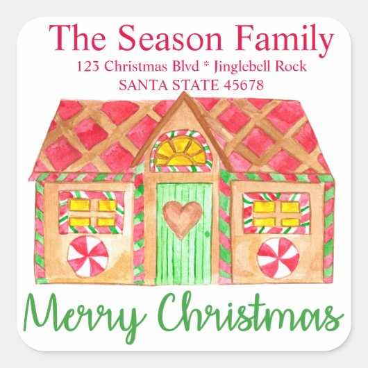 Vrolijk kerstfeest Gingerbrood Envelope Vierkante Sticker (Voorkant)