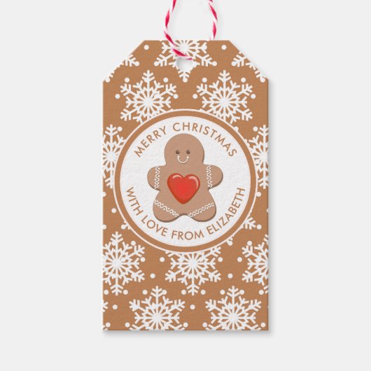 Vrolijk kerstfeest | Gingerbrood Man Cadeaulabel (Voorkant)