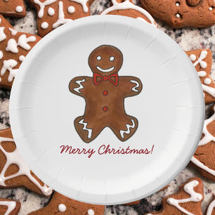 Vrolijk kerstfeest Gingerbrood Man Holiday Cookie Papieren Bordje