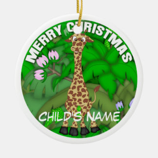 Vrolijk kerstfeest Giraffe Keramisch Ornament