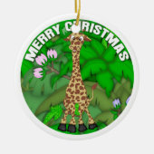 Vrolijk kerstfeest Giraffe Keramisch Ornament (Voorkant)