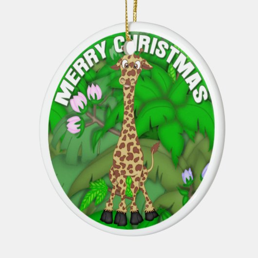 Vrolijk kerstfeest Giraffe Keramisch Ornament (Links)