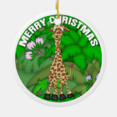 Vrolijk kerstfeest Giraffe Keramisch Ornament (Achterkant)