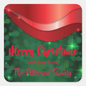 Vrolijk kerstfeest Glam Luxury Shiny Red en Green Vierkante Sticker (Voorkant)