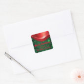 Vrolijk kerstfeest Glam Luxury Shiny Red en Green Vierkante Sticker (Envelop)