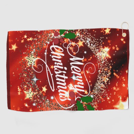 Vrolijk kerstfeest, glans en glans, golfhanddoek (Horizontaal)