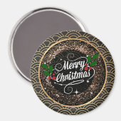Vrolijk kerstfeest, glans en glans, magneet (Voorkant / Achterkant)