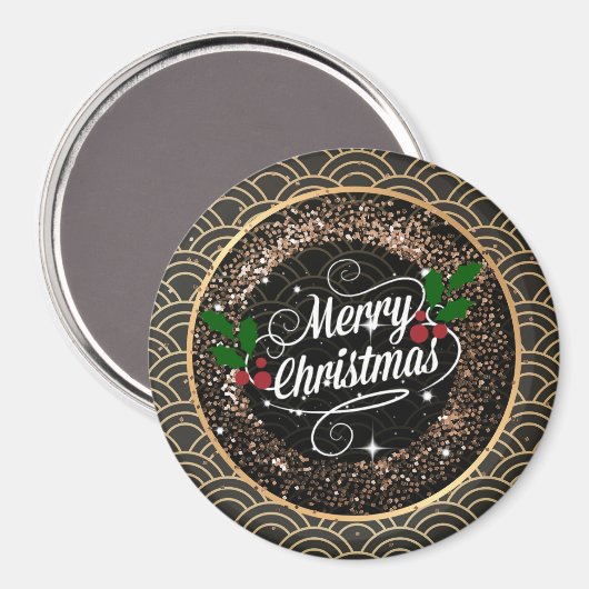 Vrolijk kerstfeest, glans en glans, magneet (Voorkant / Achterkant)